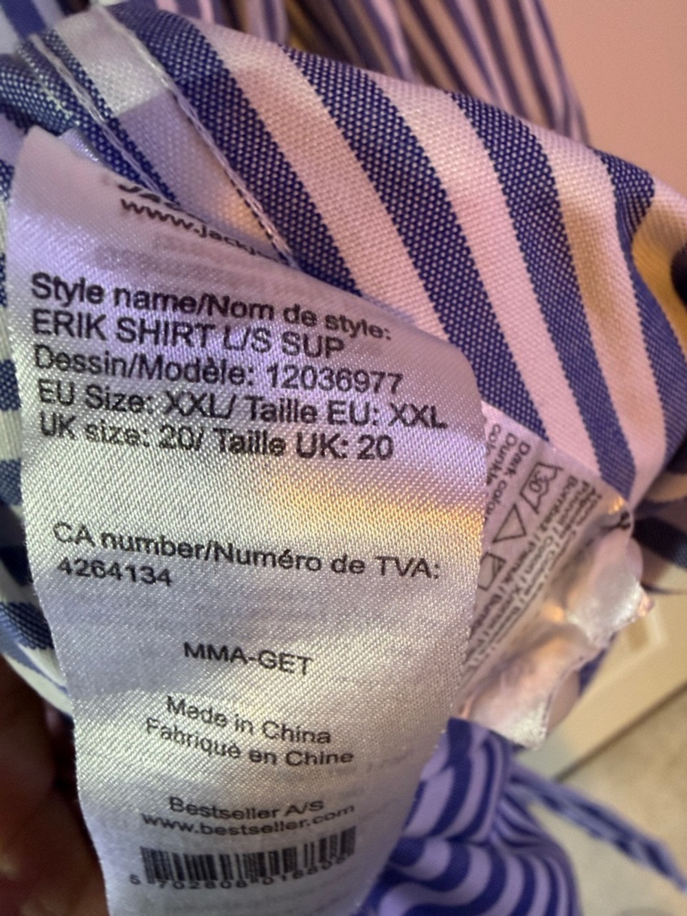 Jack and Jones Premium Men's Blue and White Striped Dress Shirt- XXL - Picture 7 of 9